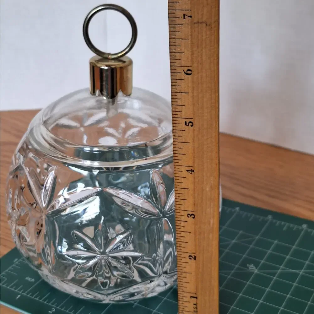 VTG Teleflora 24% Lead Crystal Christmas Ornament Candy Dish Trinket Jar Czech